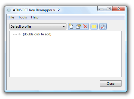 Key Remapper key list view with all available keys