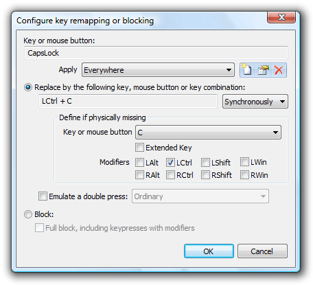 Key Remapper replace key configuration dialog