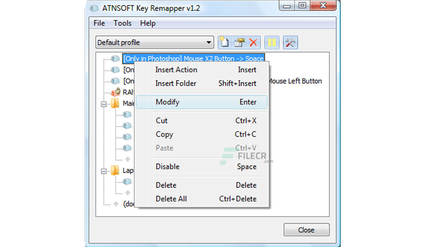 Key Remapper settings and profile configuration panel